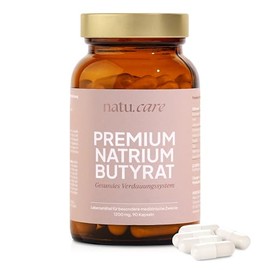natu.care - Butyrate (Sodium Butyrate) 1200 mg - Sodium Butyrate for Intestinal Health - Butyrate Supports the Microbiome, Anti-Inflammatory and Nourishes Intestinal Cells - 90 Capsules