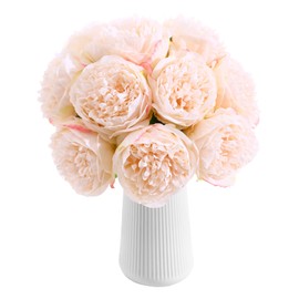 ucky 10 Packs Peonies Artificial Flowers Artificial Peonies Fake Peonies Artificial Flowers Peonies Bouquet for Centerpiece Table Wedding Party Home Decor (Cream White)