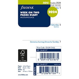 Filofax Mini week on two pages 4 language 2024 diary refill,White