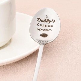 Dad Gifts from Wife Daughter Son, Dad Daddy Christmas Birthday Gifts for Dads Coffee Lover Gifts for Him Dad Father Coffee Spoon for Men Anniversary Wedding Gifts for Husband Hubby