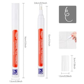 DONQL Pack of 6 White Grout Pens, Tile Grout, Bathroom, Waterproof, Anthracite Edding, Joint Repair Bathroom with Replacement Tip for Tiles, Walls, Floors, Tiles, Bathrooms