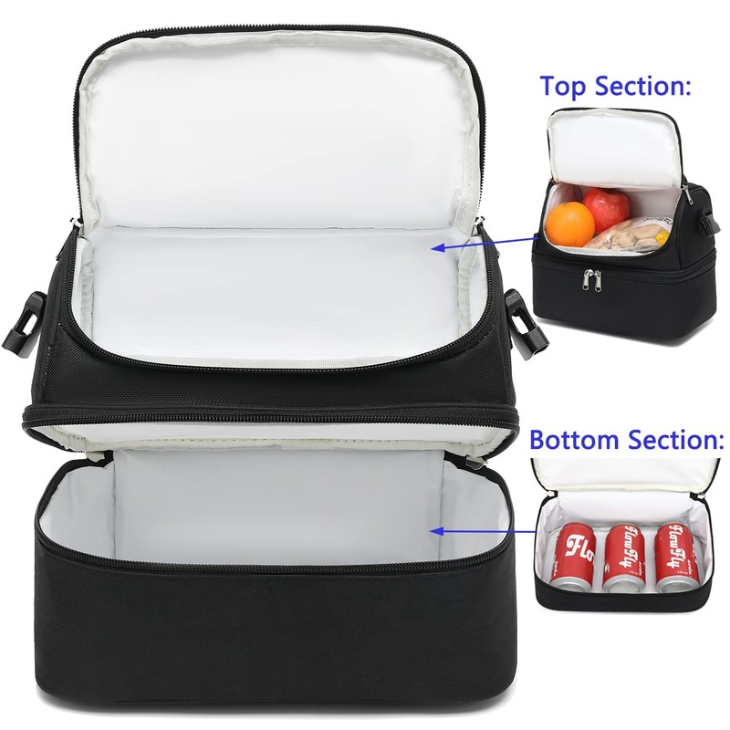 FlowFly Double Decker Cooler Insulated Lunch Bag Large Tote for