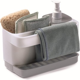 Snips Riordinello, Kitchen Sink Soap Holder , 21x12x18 cm, Sponge Holder & Soap Dispenser, Made in Italy, White-Grey, 0,4 LT