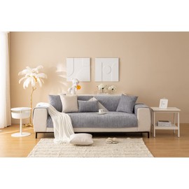 MINGPINHUIUS Sofa Cover 1/2/3/4 Seater Sofa Cover for L Shape Sofa Couch Armchair Corner Sofas, Soft Velvet Sofa Cover L Shape Non-Slip Sofa Throw (Grey, 70 x 90 cm)