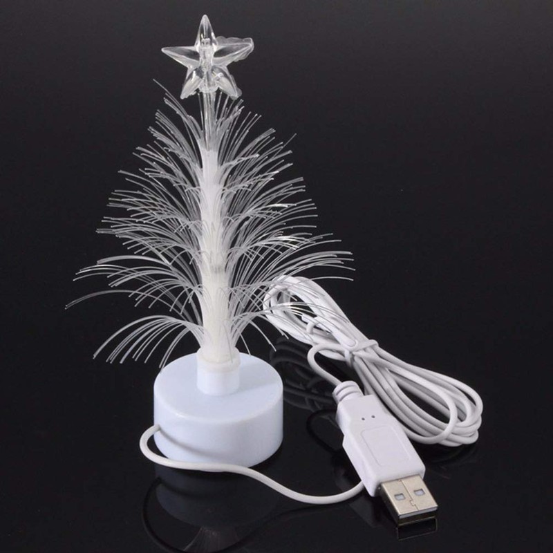 Minkissy Mini Christmas Tree USB Connection LED Fiber Optic Xmas