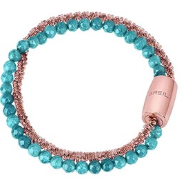 Breil, Magnetica Collection Small Oceans Bracelet with Polished Rose IP Steel and Pink Agate Daisy Chain Practical Magnetic Clasp Size 19cm Gold Rose and Blue, Alloy Steel