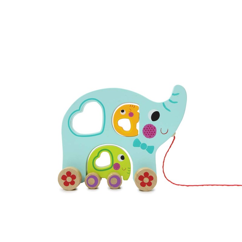 JAMARA Kidiwood 460875 Wooden Toy Pull Elephant Family, 3 Pieces,