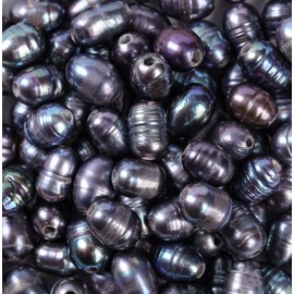 Freshwater Cultured Pearl Beads 100pcs 7-10mm for Jewelry Making Natural Oval Pearl Bead Loose Gemstone 1.8mm Holes for DIY Crafts Necklaces Bracelets Earrings (White)