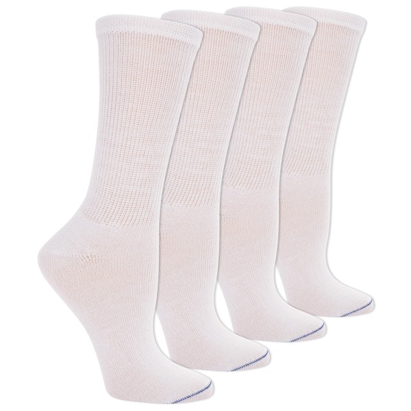 Dr. Scholl's Women's Guaranteed Comfort Diabetic and Circulatory crew 4 Pack Socks,White, 4-10