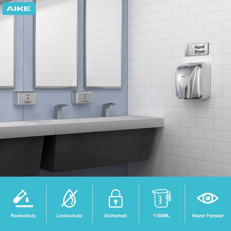 AIKE Updated Stainless Steel Wall Mounted Soap Dispenser 1100ml Large