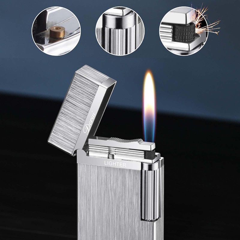 SNYYIAI Classic Lighter, Butane Brushed Metal Lighter, Side Slide Lgnition