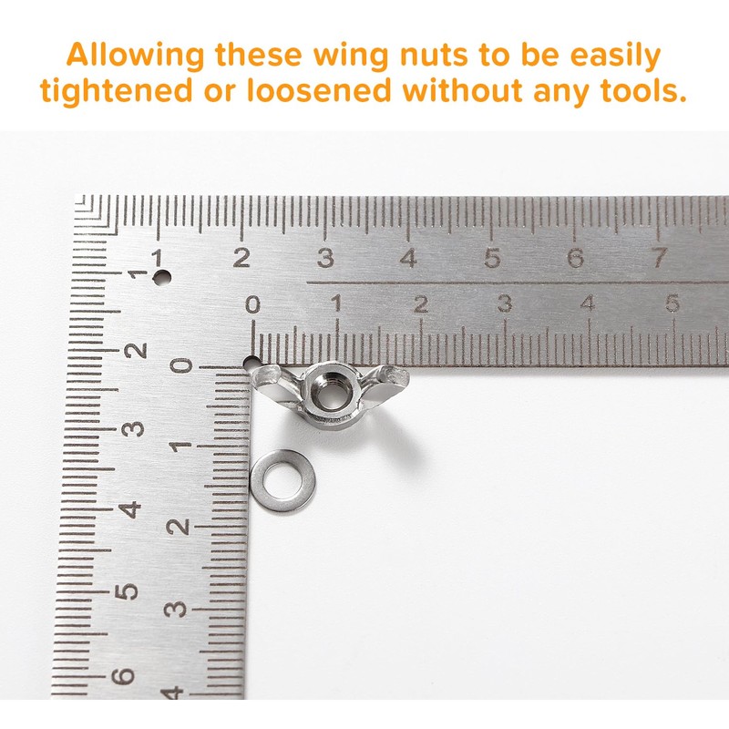 Lyeteung 50 Pieces M4 Wing Nut, Stainless Steel Wing Nut,