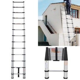 Qimu Telescoping Ladder,Aluminum Lightweight Extension Ladder,330lbs Max Capacity,Non-Slip Sturdy Multi-Purpose Telescope Portable Ladder Outdoor Indoor Use 10.5FT 3.2M