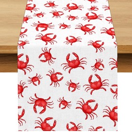 Buxiuer Crab Table Runner Crab Boil Party Decoration Summer Seafood Crab Feast Dining Room Home Kitchen Table Decor