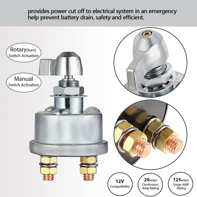 Battery Disconnect Switch DC12V Power Cut Off Master Isolator Switch