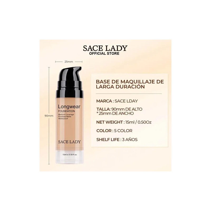 Sace Lady Base De Maquillaje Líquida Ultra Mate Waterproof
