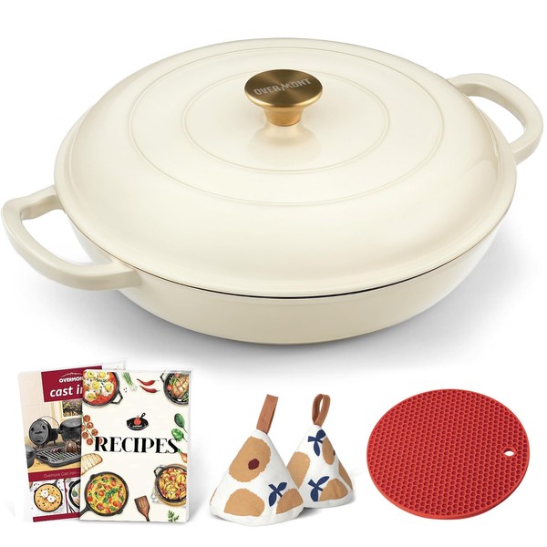 Overmont Enameled Cast Iron Dutch Oven - 3.8 Quart Dutch