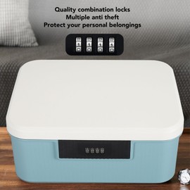 Combination Lock Box, 9L Capacity Double Layer Lockable Storage Box, Lock Box, Locking Box, Empty Storage Case for Medication, Files Document (Lake Blue)