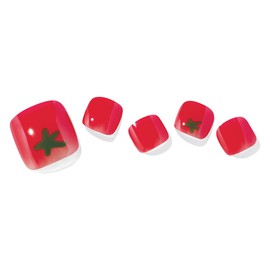 ohora Semi Cured Gel Pedi Strips (P Cherry Tomato) - Works with Any Lamps, Salon-Quality, Long Lasting, Easy to Apply & Remove - Includes 2 Prep Pads, Nail File & Wooden Stick