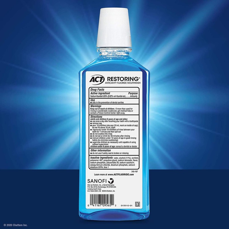 Act Anti-Cavity Fluoride Rinse ICY Cool Mint, 18 Ounce (Value