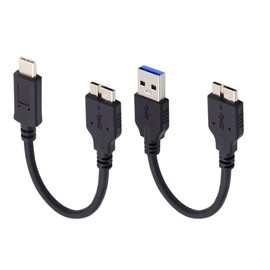 chenyang USB 3.0/USB Cオス→マイクロBオスケーブル ポータブルハードディスク用 15cm 2本パック