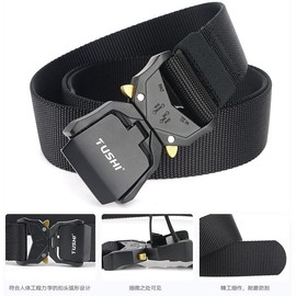 Dr.Oxi TUSHI Tactical Belt, 1.5 Inch Military Nylon Web Belt, Quick Release Buckle, Black