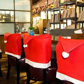 GENERALCARE Christmas Chair Covers Set of 6, Red and White Santa Hat Chair Back Slipcovers, Holiday Dining Room Kitchen Party Xmas Decorations, Festive Santa Claus Indoor Home Decor