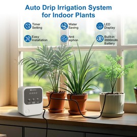 Automatic Plant Waterer Indoor,15 Potted Indoor Houseplants Support,Self Watering System with Programmable Water Timer,Indoor Auto Drip Irrigation Kits for Garden Greenhouse Balcony While Vacation