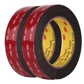 Bulina 3M Double Sided Mounting Tape 2 Pack 5925 VHB 1" Width Black Foam Tape High Bond Waterproof Heavy Duty Strong Adhesive Tape Thick 0.025in Fastener Replace Dcor Frame Logos