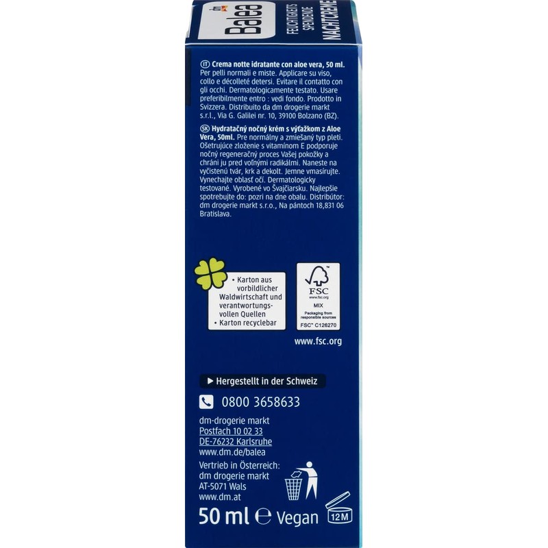 Balea Night Cream Moisturising Normal and Combination Skin 50 ml