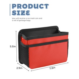 UNLRAE Car Trash Can,Hanging Car Trash Bin,Foldable Multifunctional Vehicle Garbage Organizer Holder Bin with One Roll Trash Bag,Mini Vehicle Trash Bin, Suitable for Most Cars,Trucks,Vans,RVs (Red)
