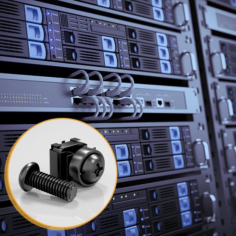 M6 Rack Mount Cage Nuts and Screws Kit with Washers