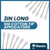 Oasis 3" Cotton Tipped Applicators, Cotton Swabs with Wood Shaft,