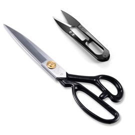Tijeras de tela para zurdos, 26,8cm, profesionales de acero con alto contenido de carbono - Acabado de galvanoplastia, con tijeras de hilo