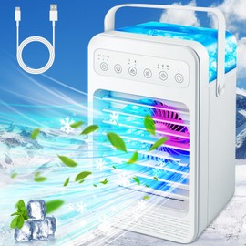 Portable Air Conditioner, Touch Screen Personal Evaporative Air Cooler, 4-Speed Mini Air Conditioner, 2 Cool Mists & 3 Timers Quiet Portable AC Unit Fan Desktop Cooling Fan for Room Camping Car Office
