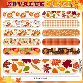 Lanties 50 Pcs Fall Mini Nail Files Thanksgiving Gifts for Women Double Sided Pumpkin Nail Files Bulk Mini Autumn Harvest Emery Board Manicure Tools for Thanksgiving Party Supplies