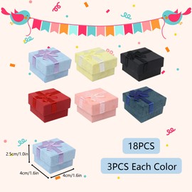 Qaziuy 18Pcs Jewelry Gifts Boxes, Small Gift Boxes with Lids Jewellery Display Gift Boxes Ring Boxes Package & Storage Case for Christmas Valentine's Day Necklace Earring Gift