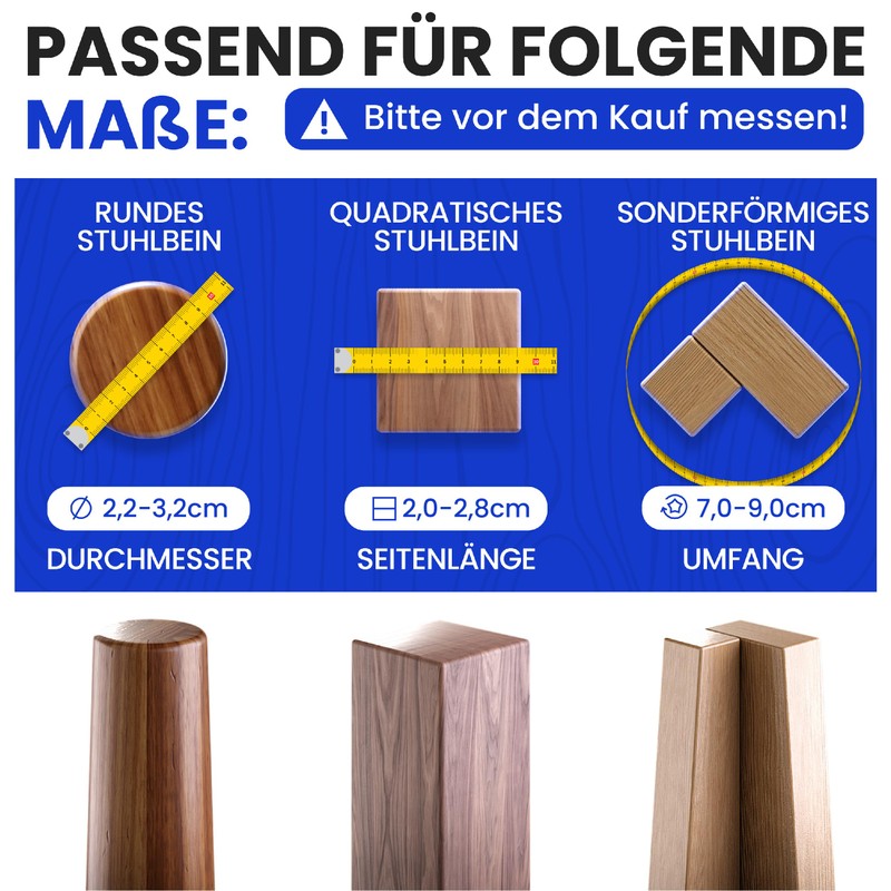 MÖBELHELD® Chair Leg Caps - [100% Transparent] Pack of 32
