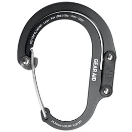 GEAR AID HEROCLIP Carabiner Clip and Hook (Large) for Camping, Backpack, Organization, and Garage, Stealth Black