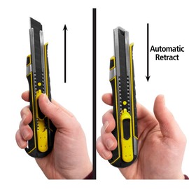 FastCap Mag Knife - Magnetic Utility Knife with Auto Safety-Retractable Blade, Durable Metal Frame, Rubberized Comfort Grip - 03053