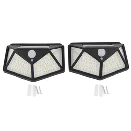 2 Pcs Solar Motion Sensor Light 4 Sided 100 LEDs High Brightness Waterproof Outdoor Solar Wall Lamp