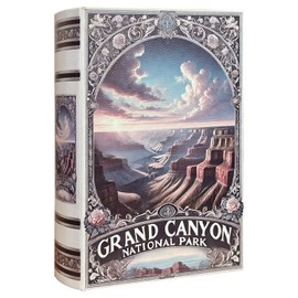 XIAOAIKA Decorative Wooden Book Box - Vintage Faux Book Boxes with National Park Design, Secret Storage with Magnetic Closure, Leather Cover, Perfect for Home Office Bookshelf (Grand Canyon)