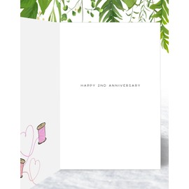 Sister & Brother-in-Law 2nd Anniversary Card - Cotton Wedding Anniversary Card - Cotton Reels Design - A5 Size Card with Grey Envelope