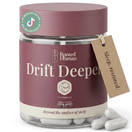 Rooted Human Drift Deeper Sleep Support Capsules – L-Theanine, Glycine, Ashwagandha, Lemon Balm, Reishi, Montmorency Cherry + Magnesium, Zinc & Vitamin B6 – 3 Capsules Daily (30 Day Serving)