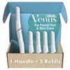 Gillette Venus Gillette Venus Facial Razor, Exfoliating Dermaplaning Tool for Face, Replaceable Refills, Removes Fine Facial Hair, Exfoliates Dead Skin, Skin Defense Guard, Handle with 5 Blade Refills