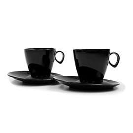 Tupperware Exclusive 37890 Drinking Cup with Saucer (2) Thermo Tup Cup with Handle Black