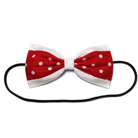 EmilyRose Couture Red Polka Dot and White Stripe Hair Bow-retro, 50s, Cute-for Teens, for Girls, for Women (Headband)