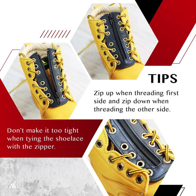Soletec Leather Lace-in Boot Zipper Inserts for All Brands, Tieless