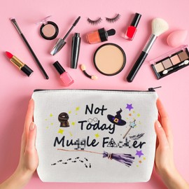 Degpum Book Lover Makeup Bag Funny Librarian Gifts Not Today Makeup Bag for Women Cosmetic Bag Girl Zipper Purse Travel Bag Wizard Hat Reading Lovers Gifts for Girl Women Birthday Anniversary (A)