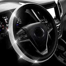 ChuLian Bling Diamond - Funda para volante de coche con vidriantes, adornos ostentosos, universal, 15 pulgadas, Negro